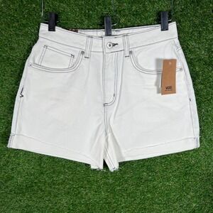 Vans Jennifer Shorts Womens 28 White Denim High Rise Contrast Stitch New NWT